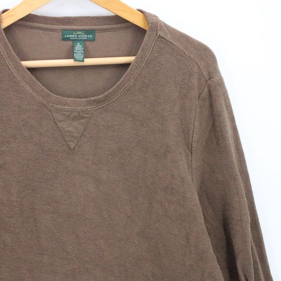 LRL Lauren Jeans Co. Ralph Lauren Shirt Mens Brown Pullover Long Sleeve XL - Picture 2 of 9